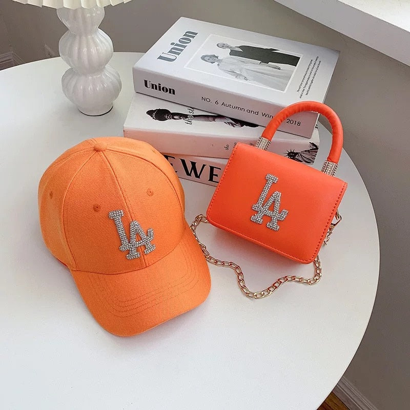 Diamond LA Girls Purses Crossbody Bags And Hat Set Colorful Diamond Trend Hand Bag Women's Branded Trending Shoulder Handbags