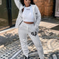 LW Plus Size Sweatshirt Suits COTTON 2PC Autumn 2022 Broken Heart Zipper Up Drawstring Tracksuit Hoodie Jackets+ Pants Suits