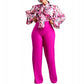 2 Pieces Women's Sets Summer Autumn Flower Print Blouse Shirt Suit Tops And Pants Suits Dashiki African Set Tracksuit Outfit