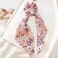 2022 Bohemian Polka Dot Floral Printed Bow Hair Scrunchies  Women Elastic Hair Band Ponytail Scarf Ribbon Hair Ties Accesories