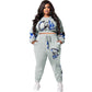 Perl Letter Full Sleeve Top+pencil Pants Suit Plus Size Two Piece Set Women Outfit Autumn and Winter Thick Clothing Pants Suit