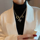 2021 Punk Style Hip Hop Thick Chain Short Necklace For Woman M Letter Pendant Neck Chain Korean Fashion Jewelry Sweater Chain