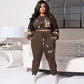 Perl Letter Full Sleeve Top+pencil Pants Suit Plus Size Two Piece Set Women Outfit Autumn and Winter Thick Clothing Pants Suit