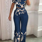 Matching Set Women Slash Neck Pullover Top High Elastic Waist Wide Leg Pants Ladies Outfit Summer Printing Slim Streetwear Suit