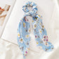 2022 Bohemian Polka Dot Floral Printed Bow Hair Scrunchies  Women Elastic Hair Band Ponytail Scarf Ribbon Hair Ties Accesories