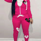 LW Plus Size Sweatshirt Suits COTTON 2PC Autumn 2022 Broken Heart Zipper Up Drawstring Tracksuit Hoodie Jackets+ Pants Suits