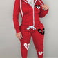 LW Plus Size Sweatshirt Suits COTTON 2PC Autumn 2022 Broken Heart Zipper Up Drawstring Tracksuit Hoodie Jackets+ Pants Suits